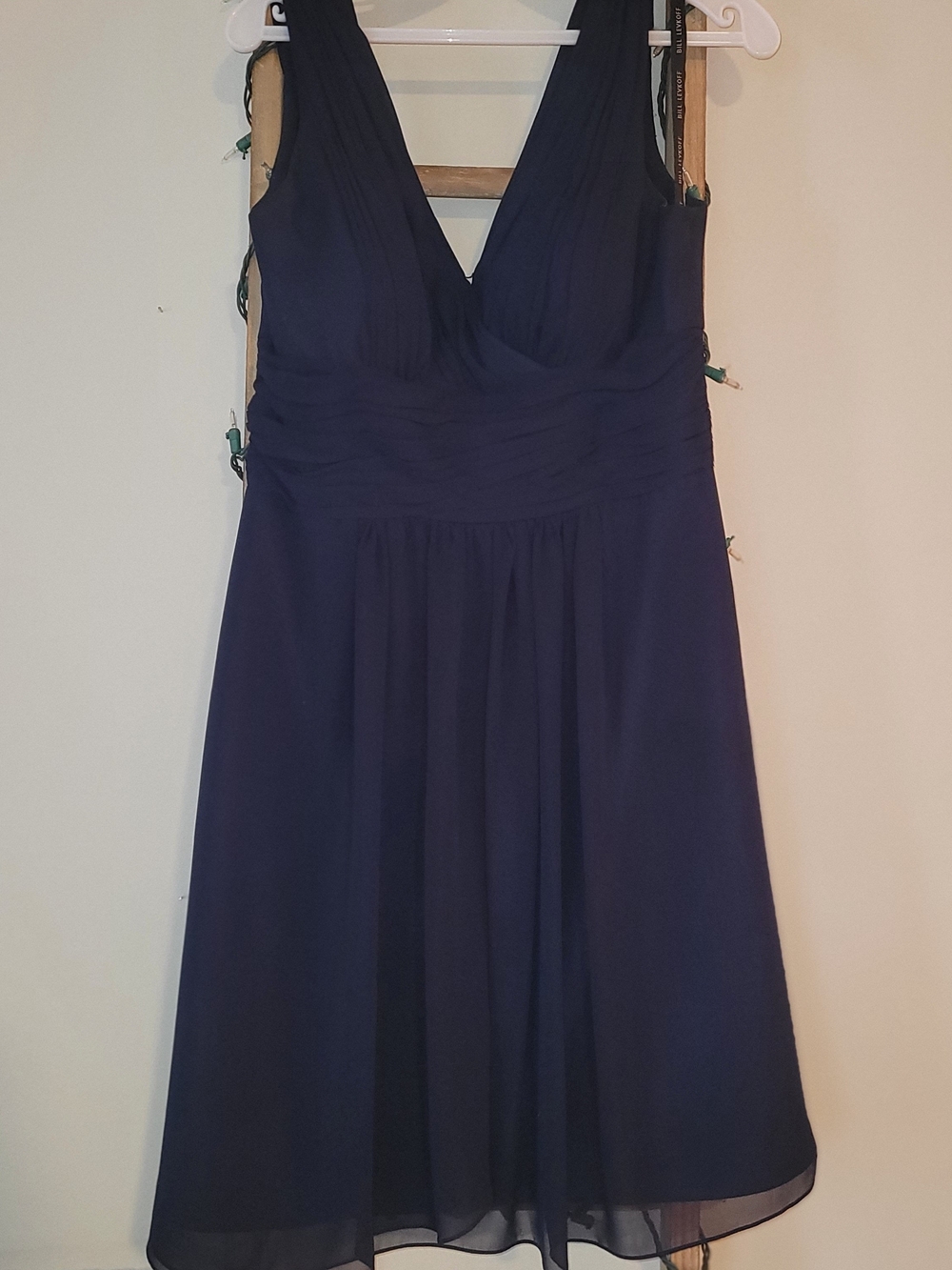 Bill Levkoff Navy V-Neck Chiffon A-Line Dress